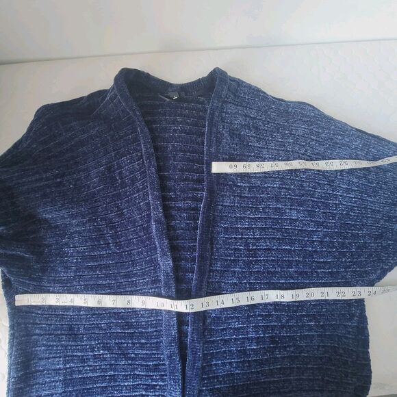 Torrid Women's Chenille Cocoon Open Front Ribbed Sweater Blue Plus Size 1 - Picture 12 of 15